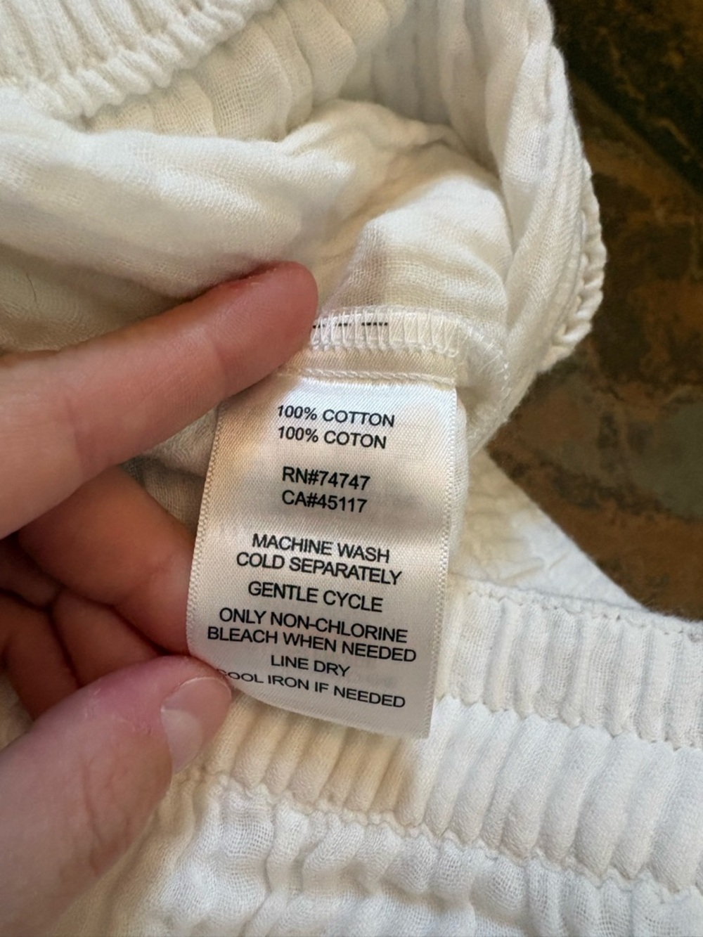 White Gauze Cotton Lounge Pants - Picture 3 of 5